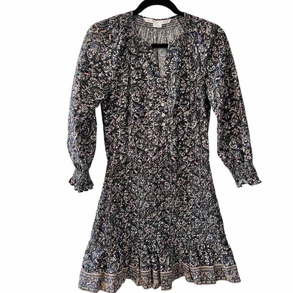 EUC Veronica Beard Karlina Floral 3/4 Sleeve Smocked Button Front Dress- Sz 0 - Picture 3 of 15